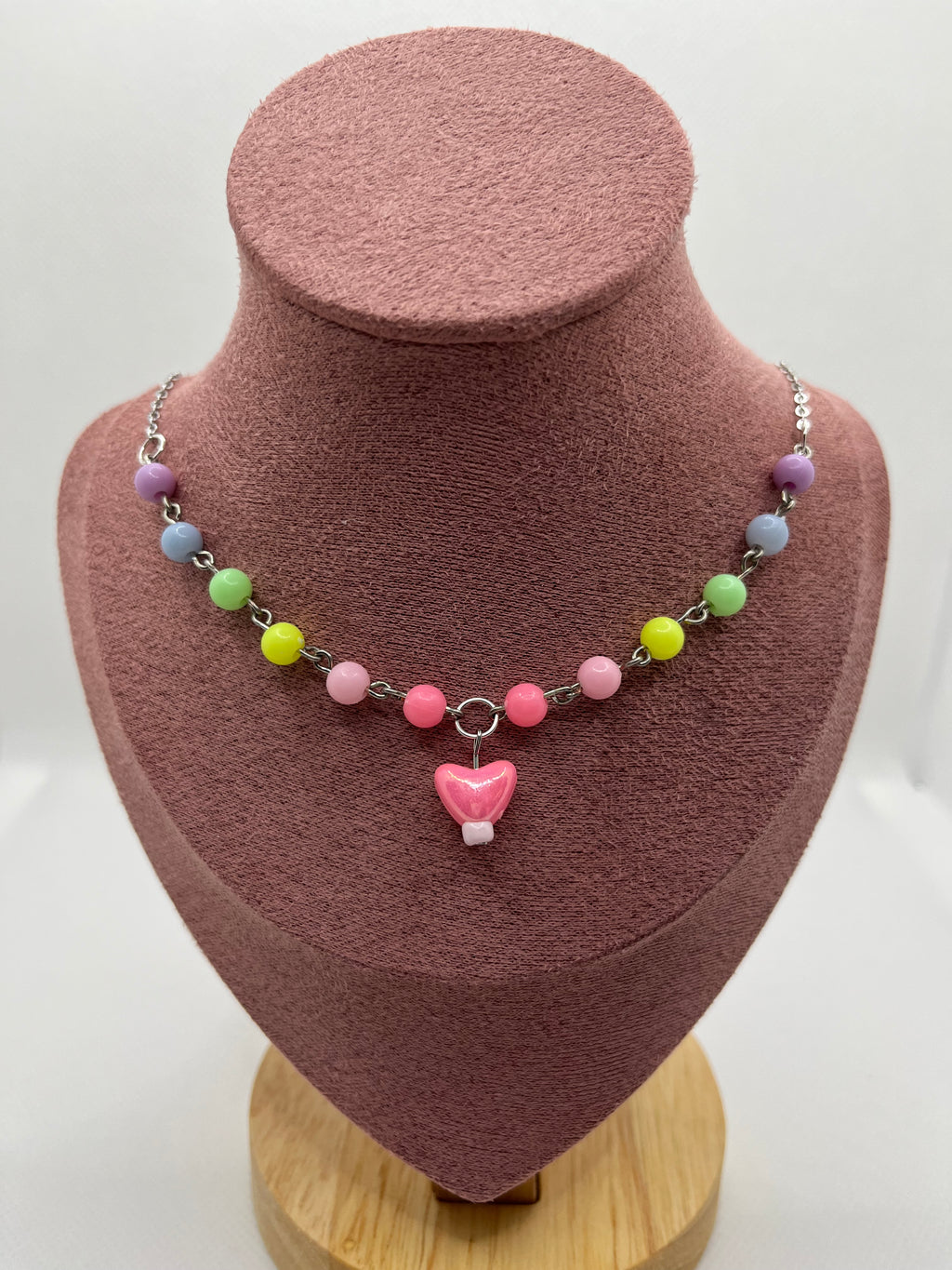 Pastel Rainbow Heart Necklace