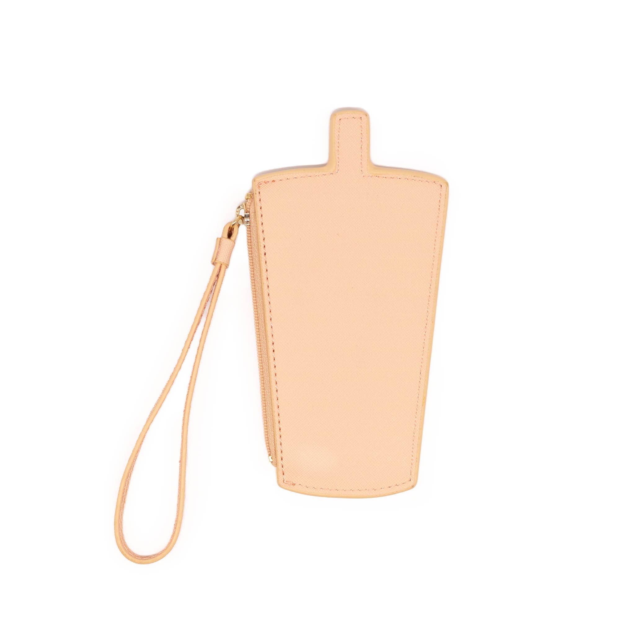 Backside of the bubble tea wristlet on a white background