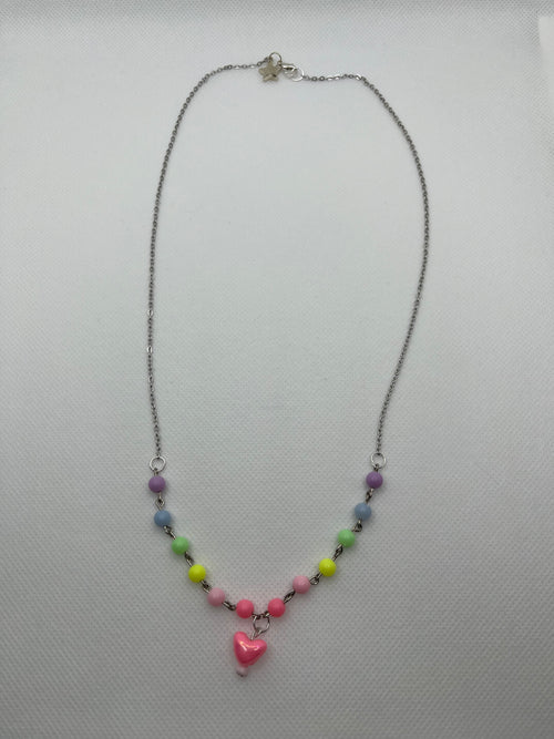 Pastel Rainbow Heart Necklace