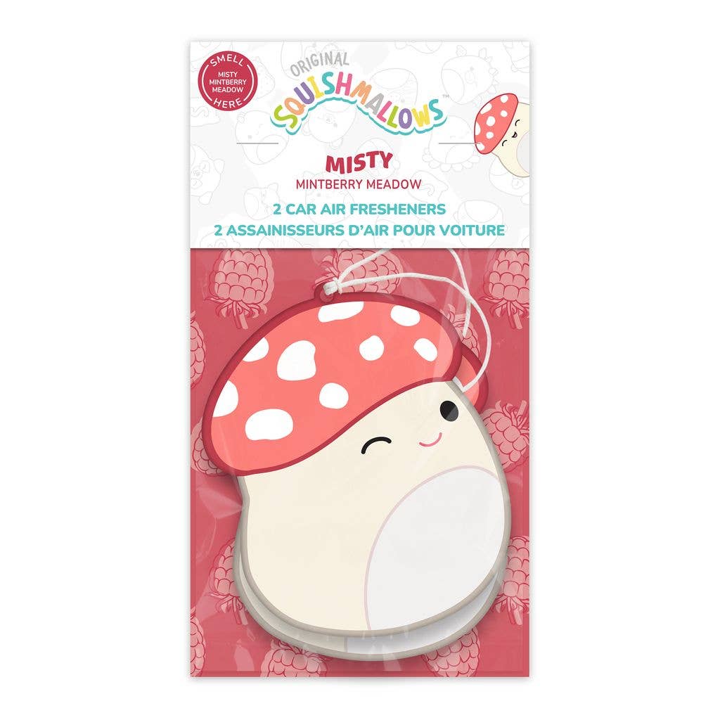 Squishmallows car air freshener packaging on a white background