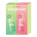Esw Beauty facial mist minis packaging with two bottles, one green and one pink, on a white background.