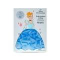 Disney Princess body exfoliator and soap packaging with Cinderella design on a light blue background.