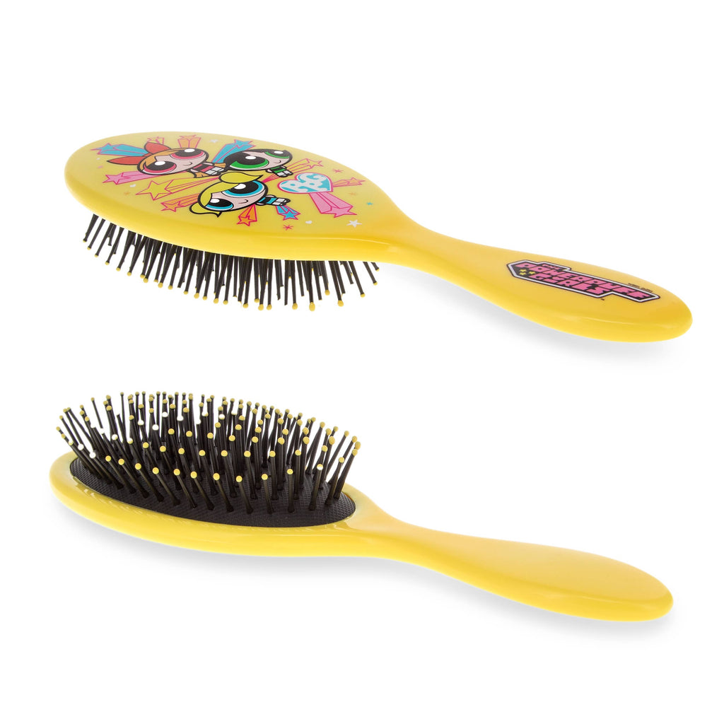 Powerpuff girls yellow hairbrush against a white background