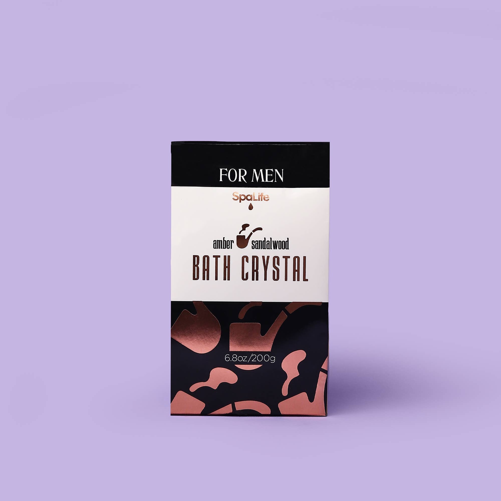 Bath crystal packaging for men on a purple background