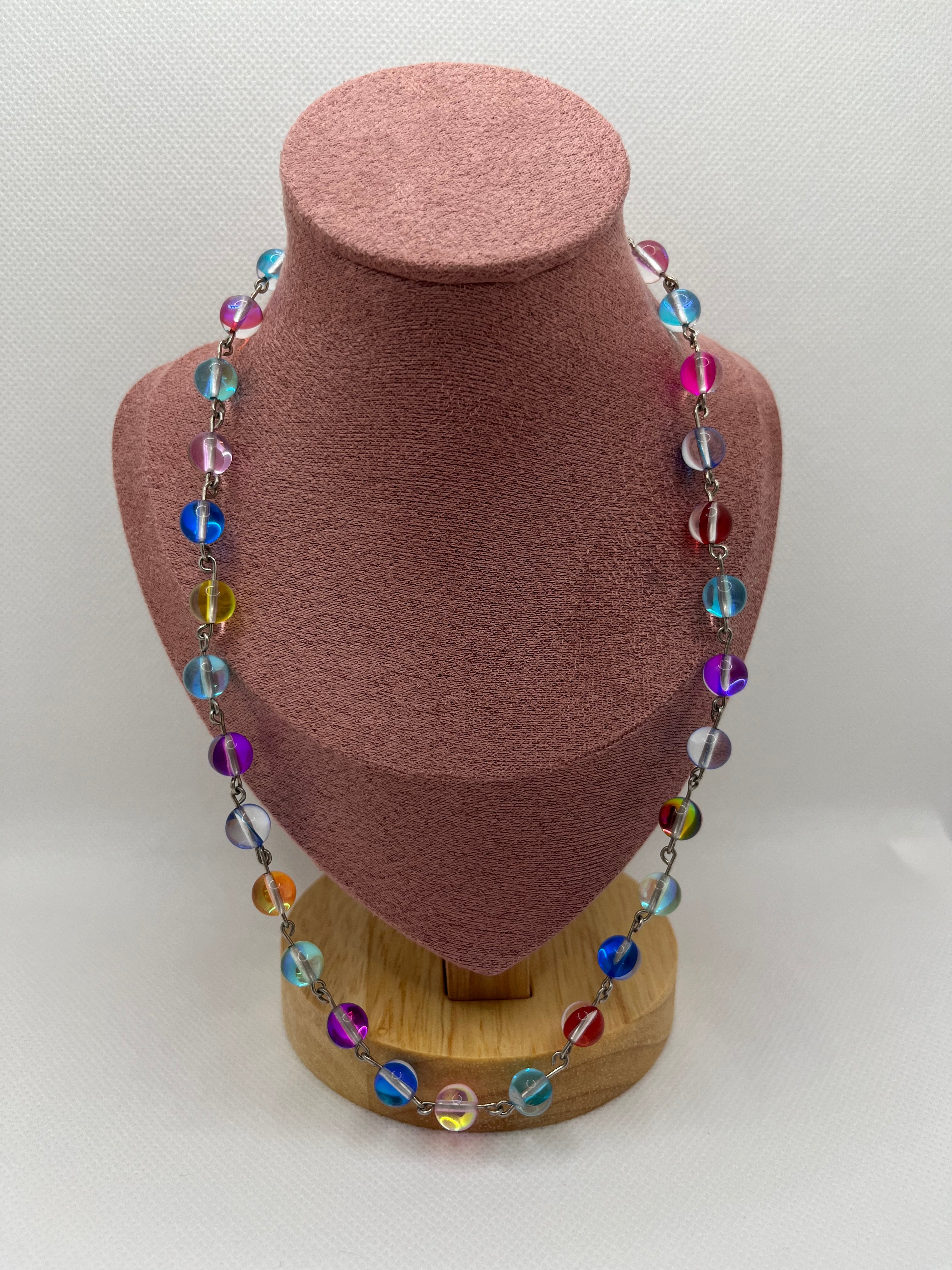 Rainbow Reflective Bead Necklace