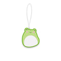 Green frog-shaped car air freshener on a white background