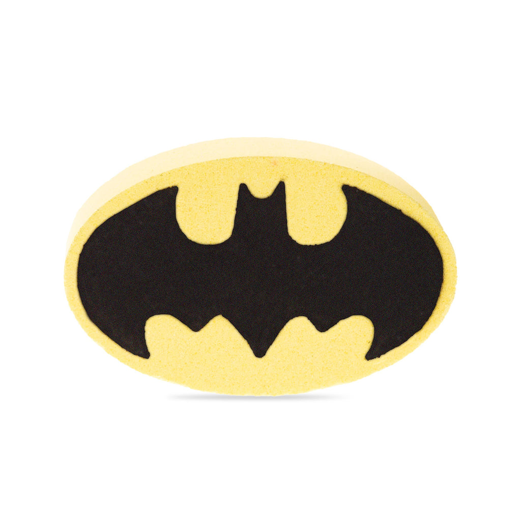 Batman bath bomb on a yellow background
