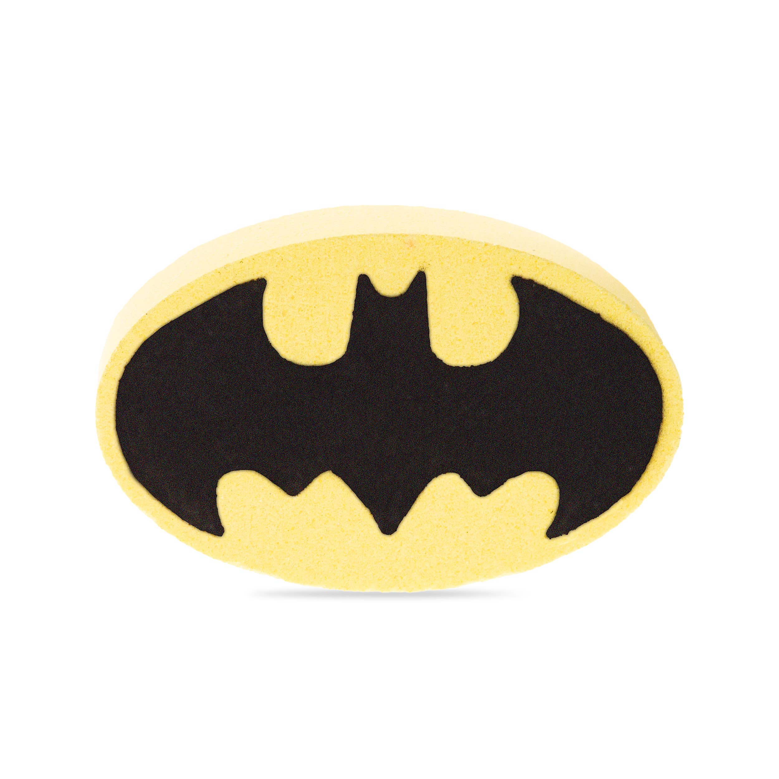 Batman bath bomb on a yellow background