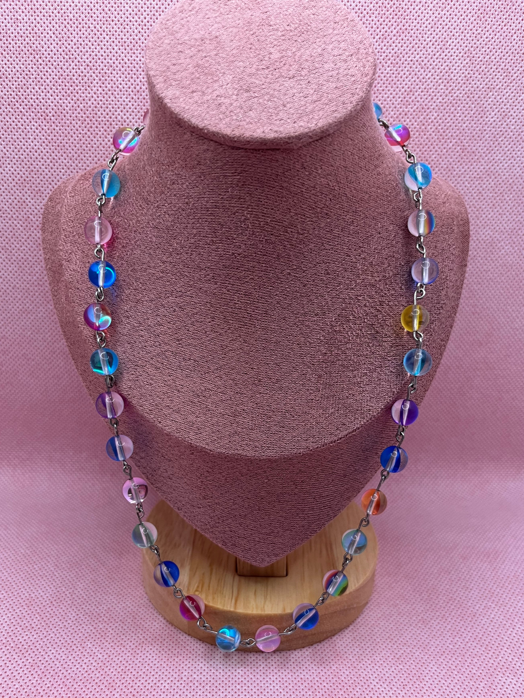 Rainbow Reflective Bead Necklace
