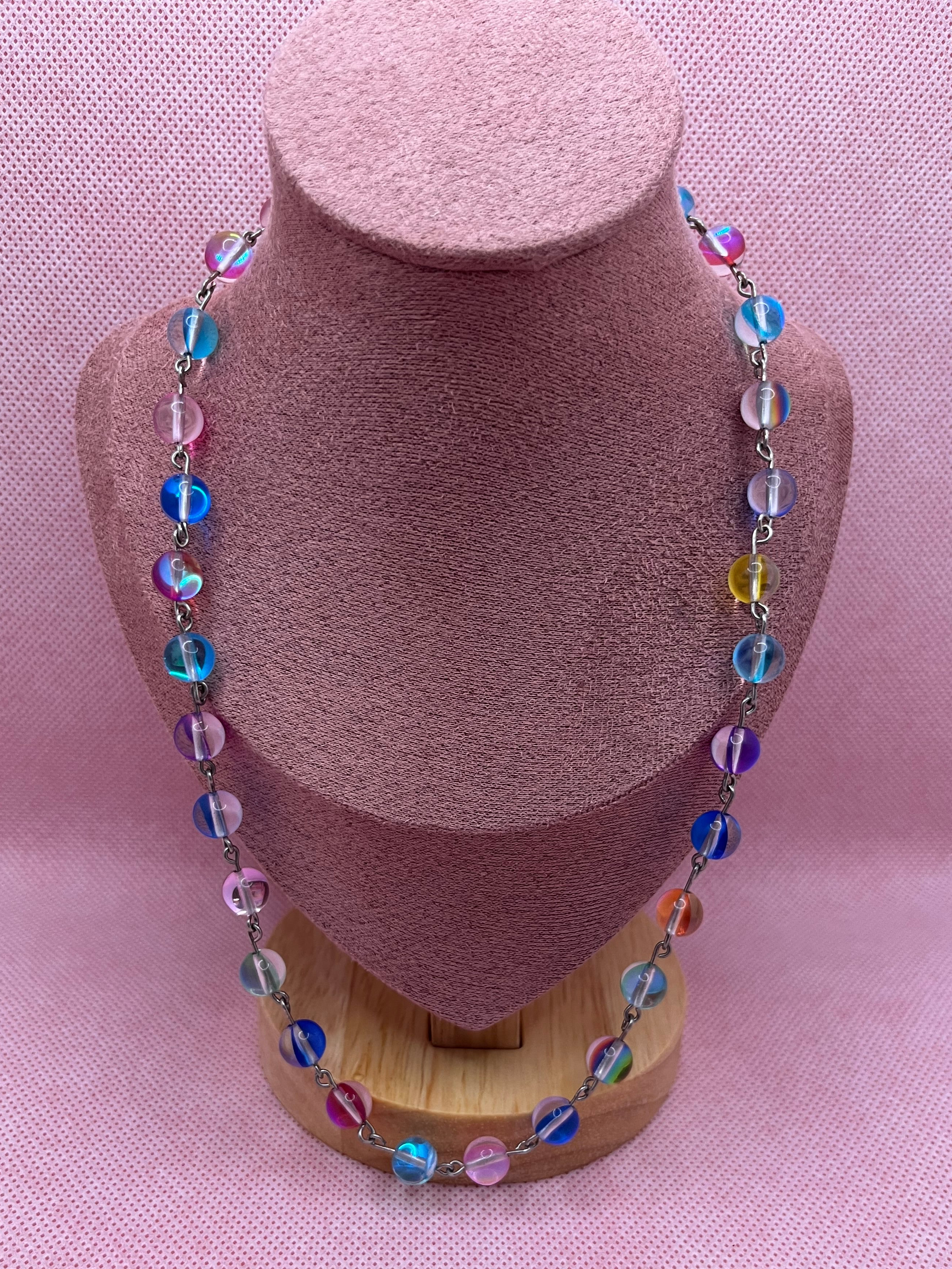 Rainbow Reflective Bead Necklace