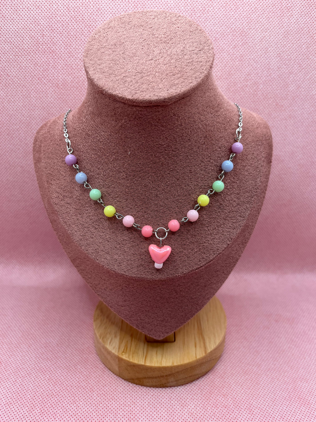 Pastel Rainbow Heart Necklace
