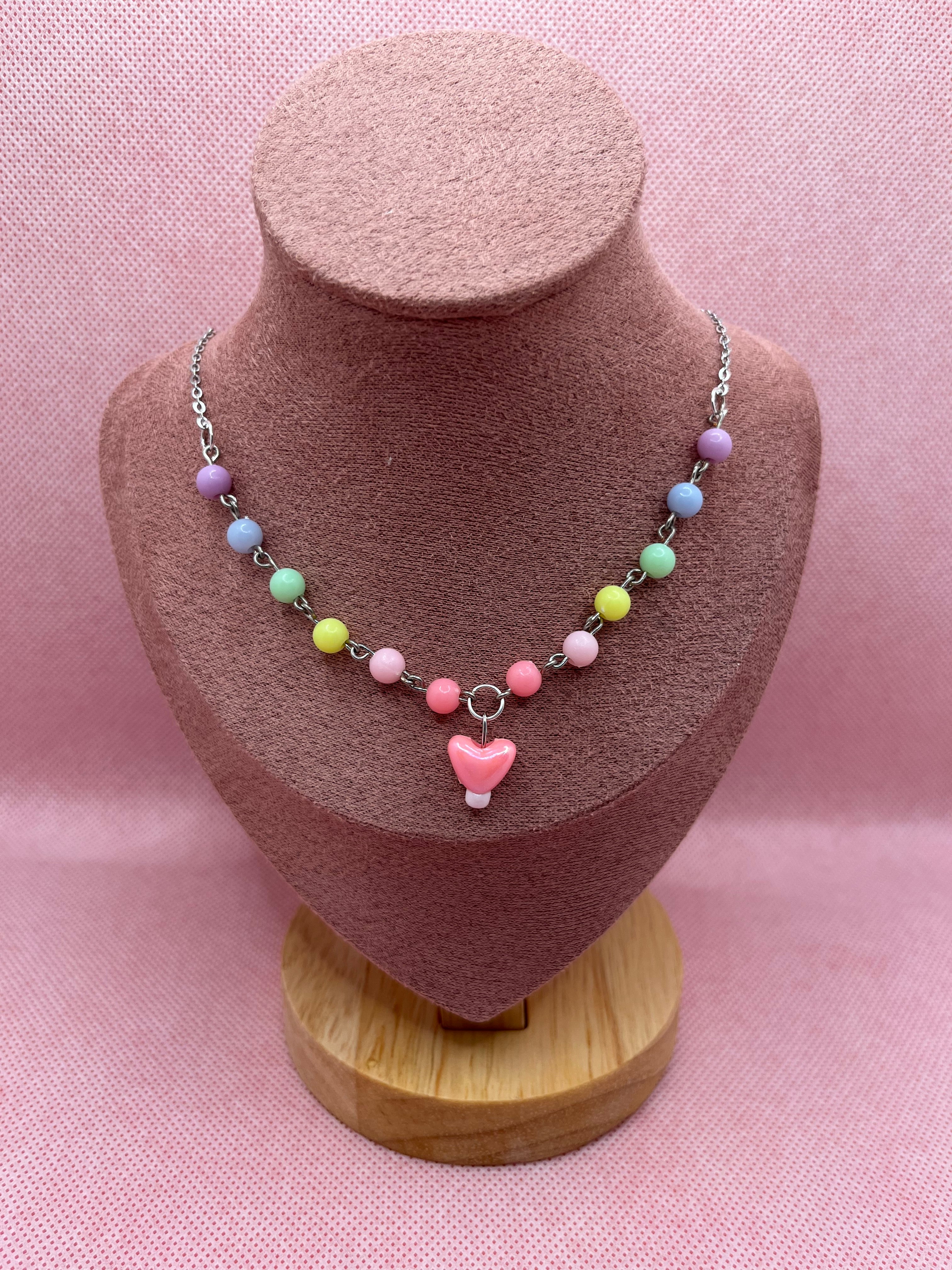 Pastel Rainbow Heart Necklace
