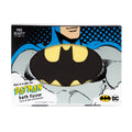 Batman bath fizzer packaging with bat symbol and DC Comics logo