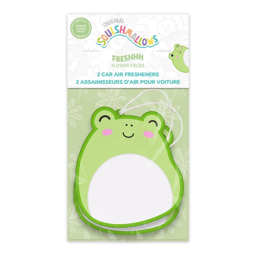 Pack of Squishmallows car air fresheners with a frog design on a white background