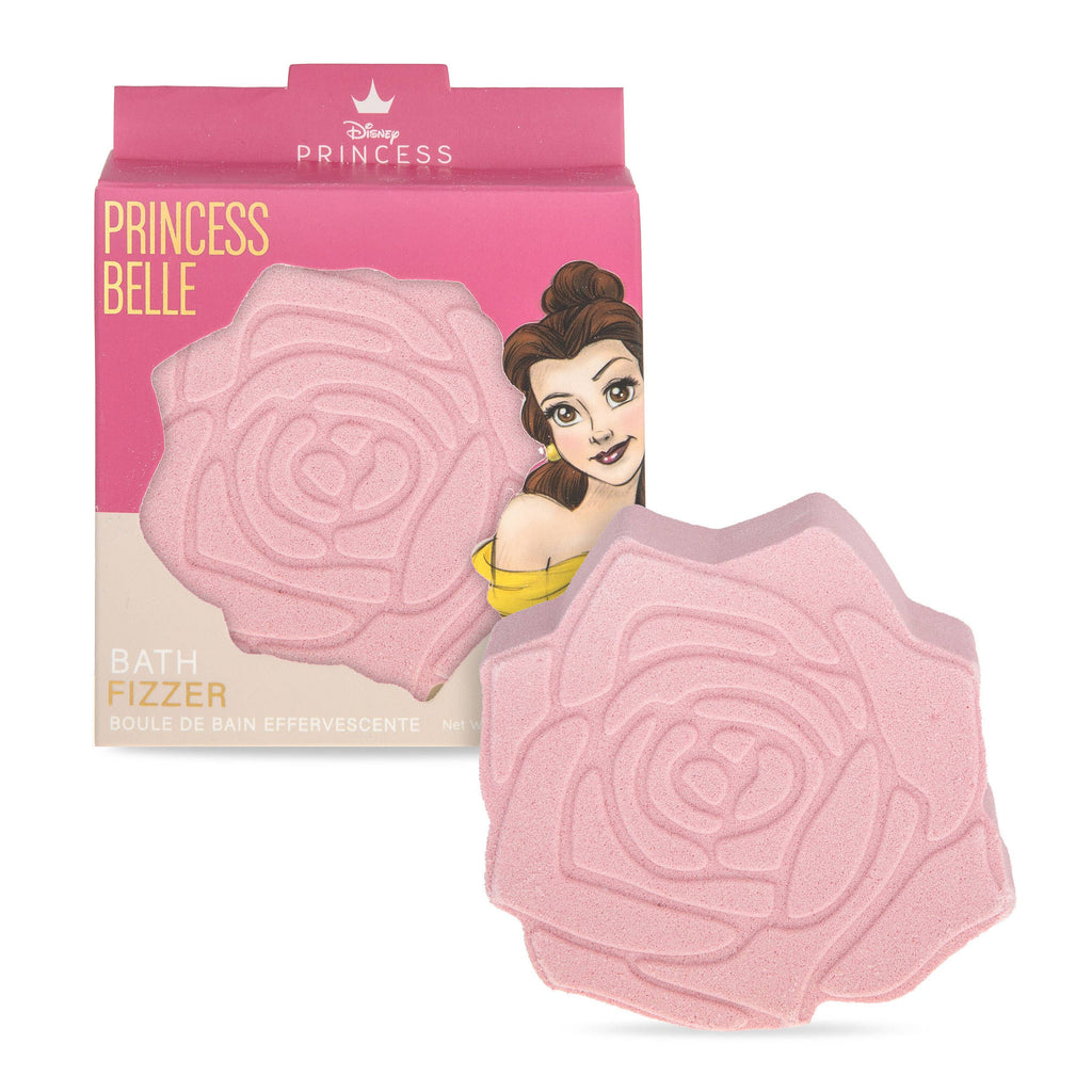 Pink bath fizzer with Princess Belle design on packaging