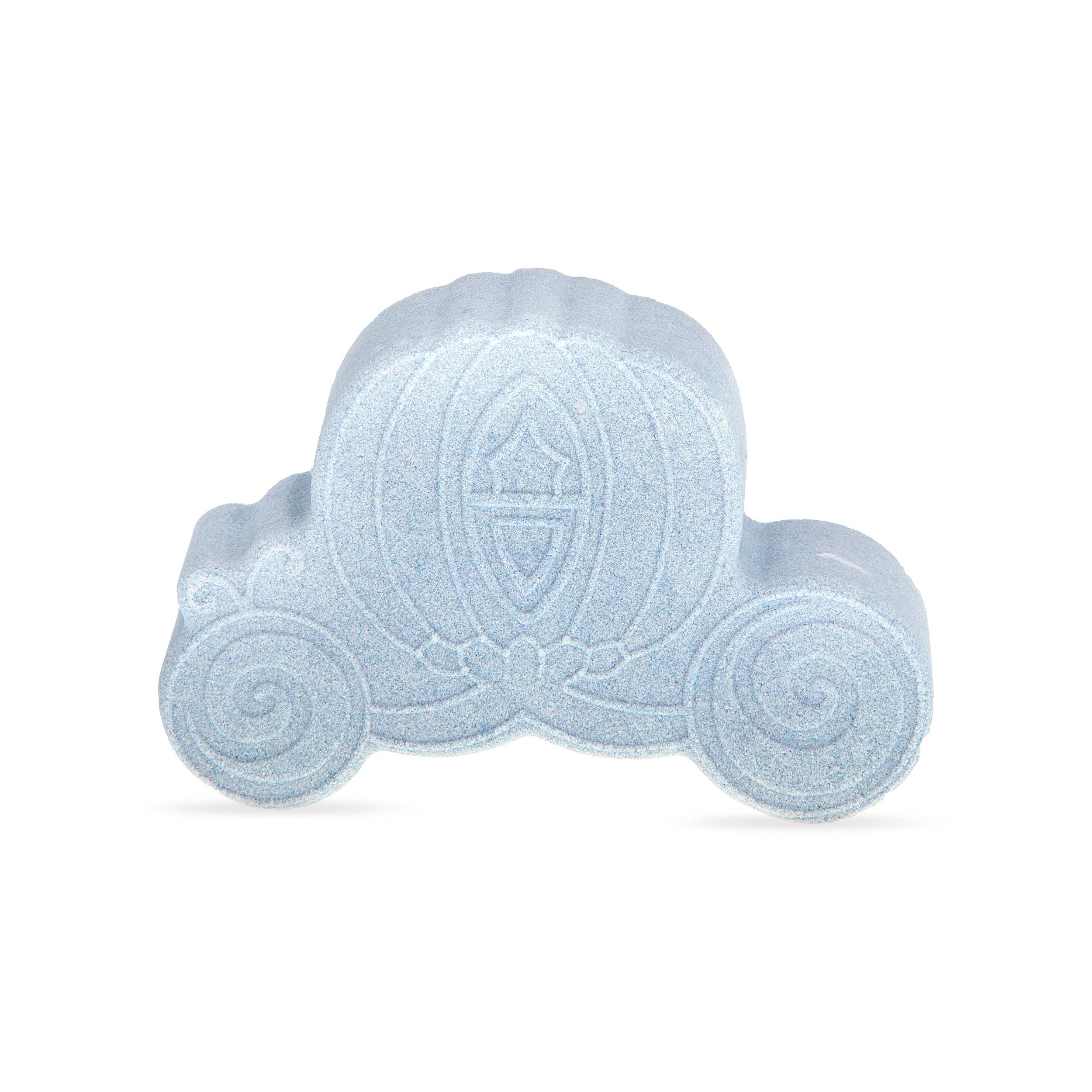 Light blue carriage bath bomb on a white background