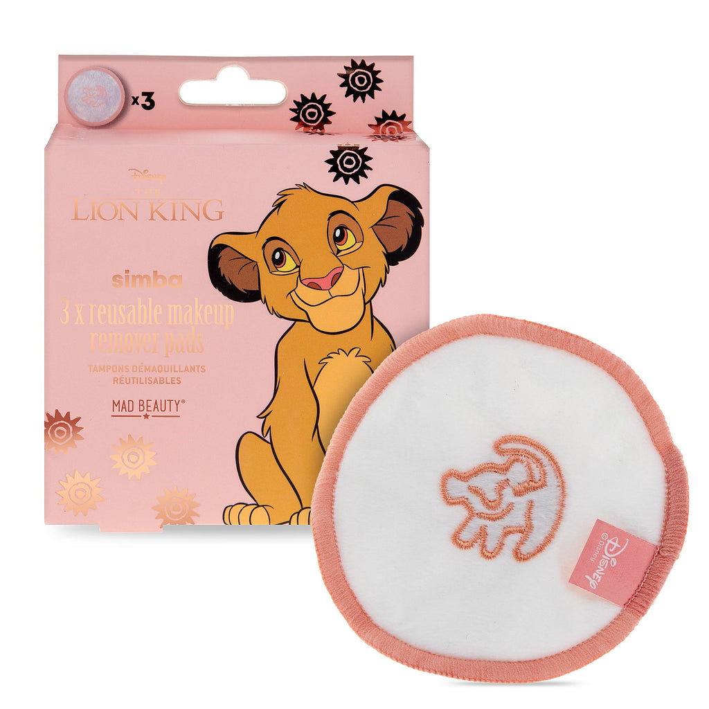 Reusable makeup pad with packaging featuring Simba from The Lion King on a white background