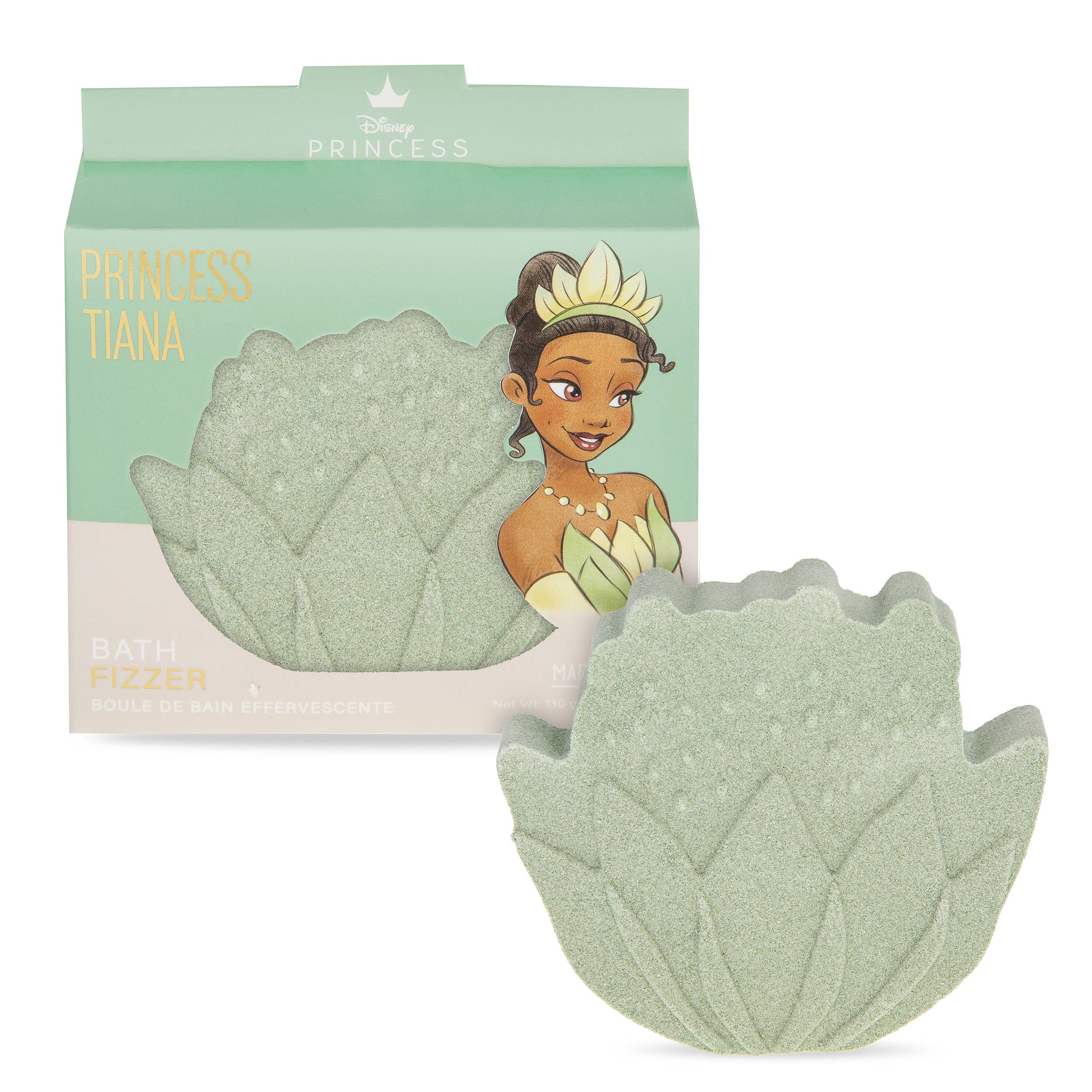 Tiana bath bomb packaging and separate bath bomb against a white background