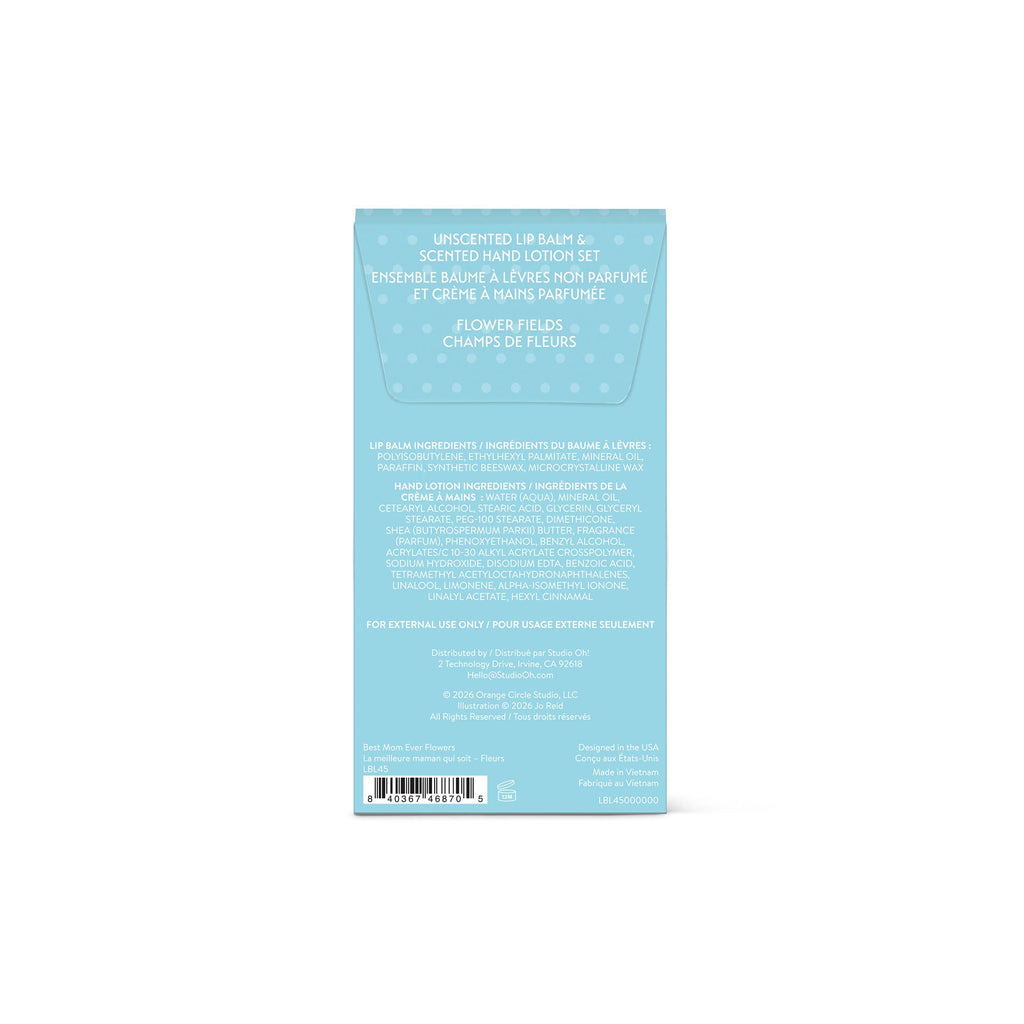Blue product packaging with text on a white background