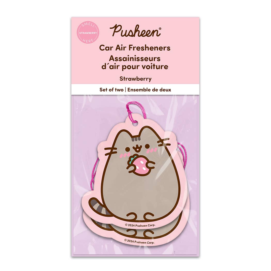 Pusheen strawberry car air fresheners packaging on a white background